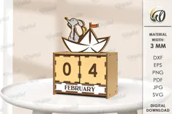 3D Wooden Desktop Calendar Lasercut. Funny kids Calendar SVG Product Image 1