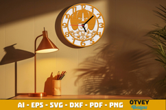 Wooden Dog with Flowers Wall Clock Lasercut Product Image 1