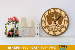 Wooden Dog with Flowers Wall Clock Lasercut Product Image 3