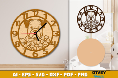 Wooden Dog with Flowers Wall Clock Lasercut Product Image 1