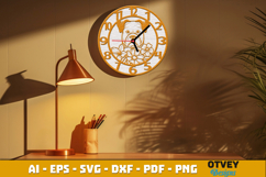 Wooden Dog with Flowers Wall Clock Lasercut Product Image 2