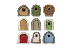 wooden door fairy tale house set cartoon Product Image 1