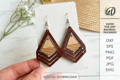 Boho Drop Earrings Bundle Laser Cut. Dangle Earrings SVG Product Image 8