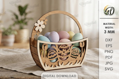 3D Easter Basket Laser Cut. Easter Egg Holder SVG Product Image 1