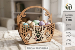 3D Easter Basket Laser Cut. Easter Egg Holder SVG Product Image 1