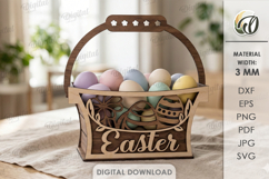 3D Easter Basket Laser Cut. Easter Egg Holder SVG Product Image 1