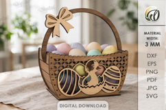3D Easter Basket Laser Cut. Easter Egg Holder SVG Product Image 1