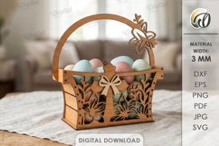 3D Easter Basket Laser Cut. Easter Egg Holder SVG Product Image 1