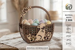 3D Easter Basket Laser Cut. Easter Egg Holder SVG Product Image 1