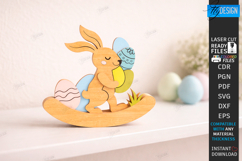 Easter Bunny Rocker Laser Cut | Standing Rabbit Table Decor Product Image 1