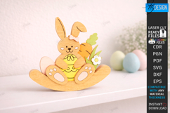 Easter Bunny Rocker Laser Cut | Standing Rabbit Table Decor Product Image 1