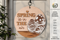 3D Easter Round Sign Laser Cut. Easter Door Sign SVG Product Image 1