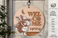 3D Easter Round Sign Laser Cut. Easter Door Sign SVG Product Image 1