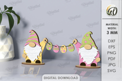 3D Easter Gnomes Laser Cut. Easter Stand Decor SVG Product Image 1