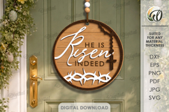 3D Easter Round Sign Laser Cut. Door Sign SVG Product Image 1