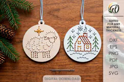 Christmas Embroidery Ornaments Laser Cut. Stitch Pattern SVG Product Image 1