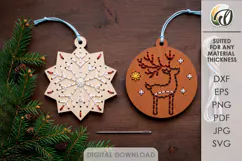 Christmas Embroidery Ornaments Laser Cut. Stitch Pattern SVG Product Image 1