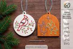 Christmas Embroidery Ornaments Laser Cut. Stitch Pattern SVG Product Image 1