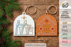 Christmas Embroidery Ornaments Laser Cut. Stitch Pattern SVG Product Image 1