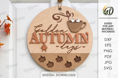 Fall Round Sign Laser Cut. Candle SVG. Golden autumn days Product Image 1