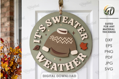 Fall Round Sign Laser Cut. Candle SVG. It's sweater weather Product Image 1