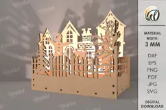 Wooden Christmas Lamp Laser Cut. Christmas Lamp SVG Product Image 1