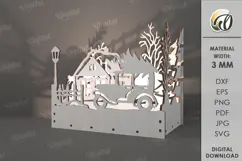 Wooden Christmas Lamp Laser Cut. Christmas Lamp SVG Product Image 1