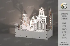 Wooden Christmas Lamp Laser Cut. Christmas Lamp SVG Product Image 1