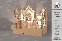 Wooden Christmas Lamp Laser Cut. Christmas Lamp SVG Product Image 1
