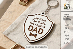 Father's Day Keychain Laser Cut. Keyring SVG. Dad keychain Product Image 1