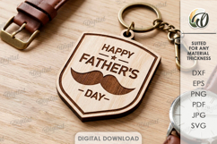 Happy Father's Day Keychain Laser Cut. Keyring SVG Product Image 1