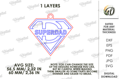Father's Day Keychain Laser Cut. Keyring SVG. Superdad Product Image 2