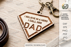 Father's Day Keychain Laser Cut. Keyring SVG. Dad key ring Product Image 1