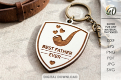 Father's Day Keychain Laser Cut. Keyring SVG. Dad key ring Product Image 1
