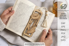 Floral Bookmark Laser Cut. Boho Engraved Bookmark SVG Product Image 1