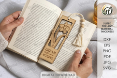 Floral Bookmark Laser Cut. Boho Engraved Bookmark SVG Product Image 1