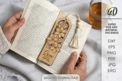 Floral Bookmark Laser Cut. Boho Engraved Bookmark SVG Product Image 1