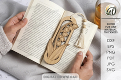 Floral Bookmark Laser Cut. Boho Engraved Bookmark SVG Product Image 1