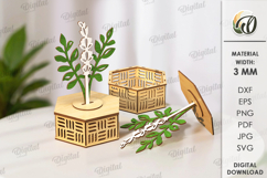 Wooden Floral Box Laser Cut. Storage Box With Flower SVG Product Image 1