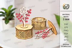 Wooden Floral Box Laser Cut. Storage Box With Flower SVG Product Image 1