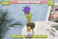 3D Wooden Flowers Laser Cut Bundle, Flower Bouquet for Mom Product Image 5