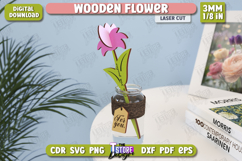 3D Wooden Flowers Laser Cut Bundle, Flower Bouquet for Mom Product Image 8