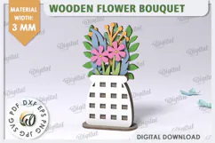 3D Wooden Flower Bouquet Laser Cut. Mother's Day SVG Product Image 1