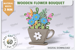 3D Wooden Flower Bouquet Laser Cut. Mother&#039;s Day SVG Product Image 1