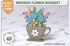 3D Wooden Flower Bouquet Laser Cut. Mother's Day SVG Product Image 1