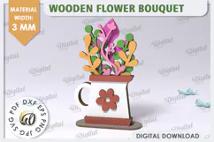 3D Wooden Flower Bouquet Laser Cut. Mother's Day SVG Product Image 1