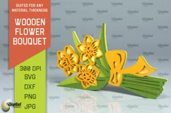 Wooden Flower Bouquet Laser Cut. Mothers Day SVG Product Image 1