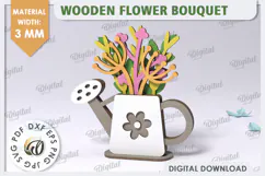 3D Wooden Flower Bouquet Laser Cut. Mother's Day SVG Product Image 1