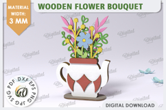 3D Wooden Flower Bouquet Laser Cut. Mother&#039;s Day SVG Product Image 1