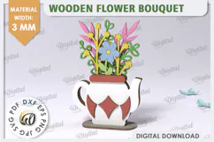 3D Wooden Flower Bouquet Laser Cut. Mother's Day SVG Product Image 1